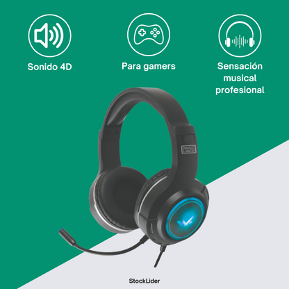 Auriculares gaming con luz RGB