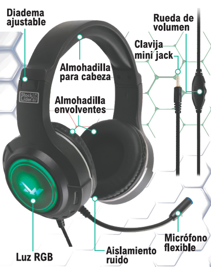 Auriculares gaming con luz RGB